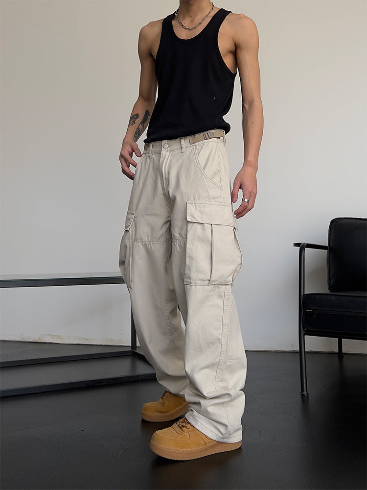 Men Cargo Pants Loose Straight Cargo Pants Men's and Women's Pants