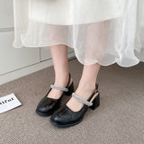 Nude Pumps Block Heel Mary Jane Sandals