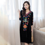 Beth Dutton Bohemian Dress Winter Autumn Midi Dresses Embroidered Vintage Travel Skirt