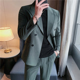 Double Brewed Seersucker Suit Spring New Men's Suit Slim Striped Suit
