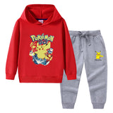 Children Pokemon Pikachu Hoodie & Pant Set Hooded Sweater Trousers Two-Piece Set Baby Cotton
