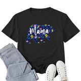 Boy Mama T Shirts Floral Mama Bear Bear Mother Pattern Printed T-shirt
