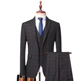 Seersucker Suit Men's Three-Piece Business Suit