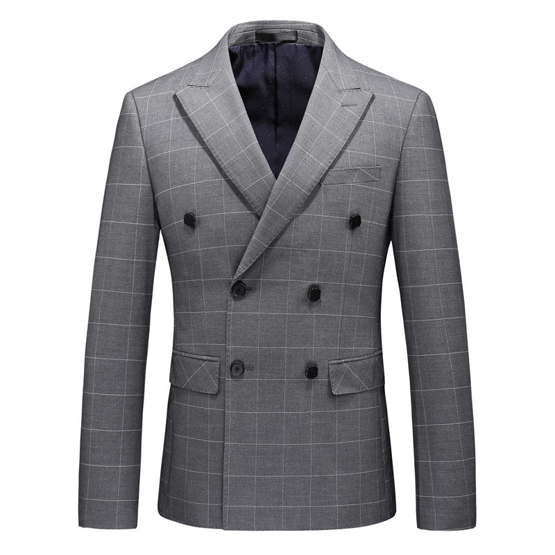 Double Brewed Seersucker Suit Men's Suit Set Plaid plus Size