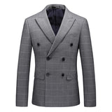 Double Brewed Seersucker Suit Men's Suit Set Plaid plus Size