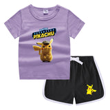 Children Pokemon Pikachu Tshirts & Shorts Casual Sports Undershirt Suit Neutral