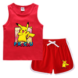 Children Pokemon Pikachu Tshirts & Shorts Sports Sweat-Absorbent Shirt Suit