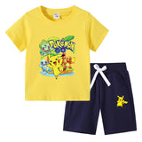 Children Pokemon Pikachu Tshirts & Shorts Cotton Short Sleeve Shorts Two Pieces Neutral