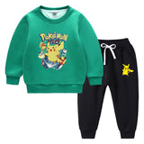 Children Pokemon Pikachu Hoodie & Pant Set Fleece Lined Padded Warm Keeping Sweatshirt Set