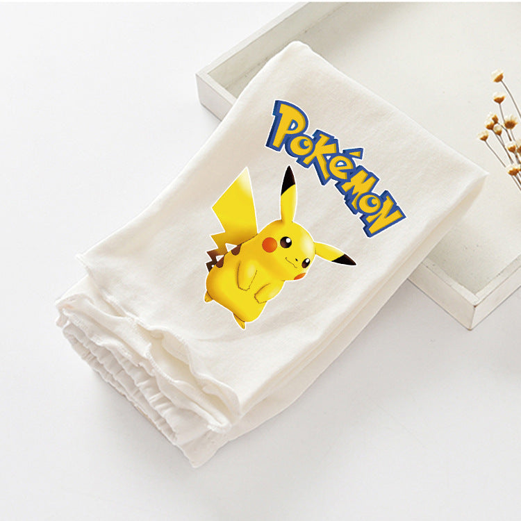 Children Pokemon Pikachu Pants Summer Cartoon Baby Pants Lace Cropped Pants