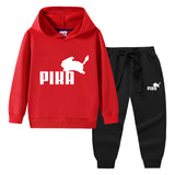 Children Pokemon Pikachu Hoodie & Pant Set Hooded Sweater Trousers Two-Piece Set Baby Cotton