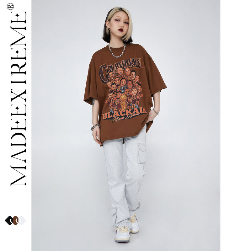 Blackair T Shirt Printed Short Sleeve Men's Retro Brown T-shirt