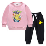 Children Pokemon Pikachu Hoodie & Pant Set Fleece Lined Padded Warm Keeping Sweatshirt Set