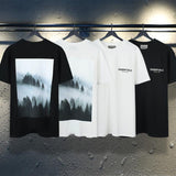 Fog Essentials Tshirts Fear Of God Fog Multiline Essentials Forest Print Short-Sleeved T-shirt for Men and Women