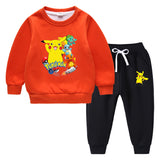 Children Pokemon Pikachu Hoodie & Pant Set Sweater Suit Fleece Lined Padded Warm Keeping Winter Clothes