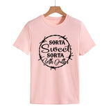 Beth Dutton Outfits Sorta Sweet Sorta Beth Dutton round Neck Casual Short Sleeve Loose plus Size Fashion T-shirt