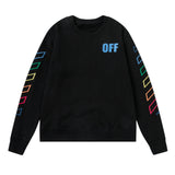 Off White Long Sleeve Round Neck Sweater Autumn And Winter Colorful Embroidery Arrow Crew Neck Pullover Sweatshirt Men And Women