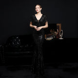 Sequin Evening Dress Elegant Evening Party Dress for Women Autumn