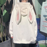 Gothic Lolita Harajuku Style Clothing Autumn Lambswool Colorblock Hood Loose Ear Sweater