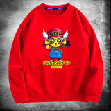 Men and Women Pokemon Pikachu Hoodie Pikachu round Guard Crew Neck Pullover Sweatshirt