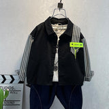 Toddler Boys Sweater Boys' Shirt Striped Long Sleeve Shirt Spring and Autumn