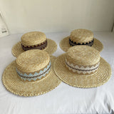 Straw Hat Flat Straw Hat Women's Lace Sun Hat