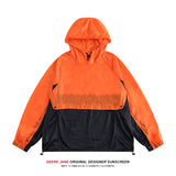 Men Sun Protection Clothing Summer Color Contrast Patchwork Loose Casual Light Thin Coat