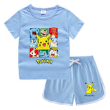 Children Pokemon Pikachu Tshirts & Shorts Casual Sweat Wicking Suit Neutral