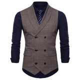 Tuxedo Vests Men Suit Vest Plaid Business Fashion Men's Vest