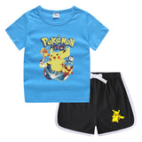 Children Pokemon Pikachu Tshirts & Shorts Leisure Sports Suction Suit Neutral