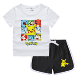 Children Pokemon Pikachu Tshirts & Shorts Casual Sweat Wicking Suit Neutral