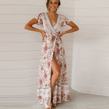 Beth Dutton Bohemian Dress Summer Spring Midi Dresses Summer Printed Dress Short Sleeve Beach Vacation Dress