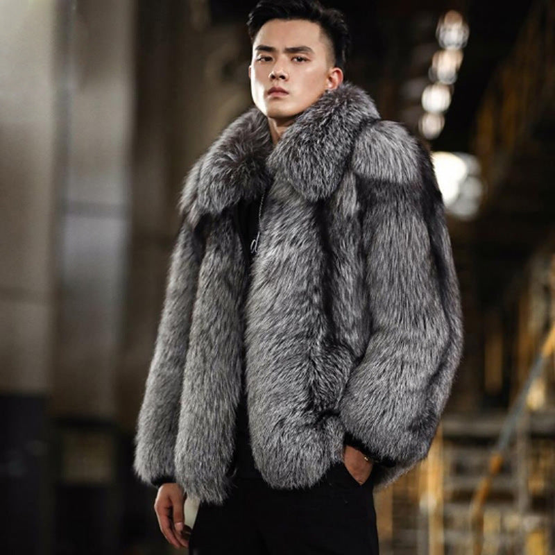 Beaver Coat Men's Coat Fox Fur Short Autumn and Winter Warm