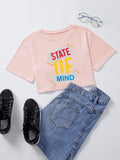 Beth Dutton Outfits State of Mind Pattern Short Version Navel-Exposed T-shirt