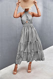 Women Exotic Dresses Sexy Backless Lace up Printed Dress