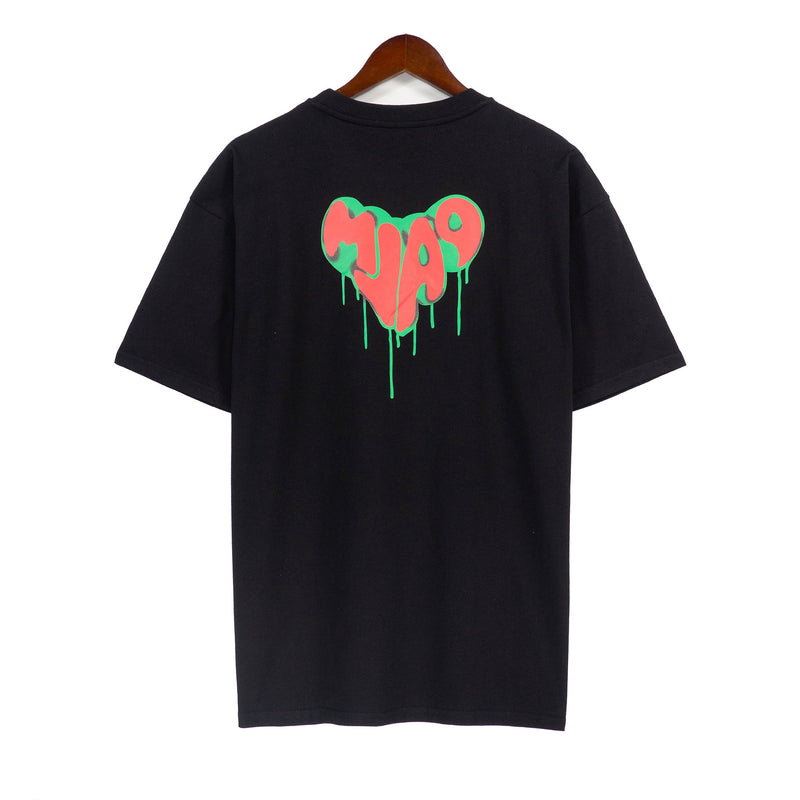 Palm Angels Letter Heart Printing Casual Loose Short Sleeved T-shirt Men and Women High Street Fashion Brand