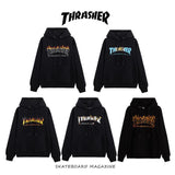 Thrasher Hoodie Autumn and Winter Flame Print Men's Women's Hoodie Brushed Hoody