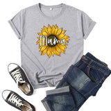 Boy Mama T Shirts Sunflower Mama Printed Short Sleeve round Neck T-shirt