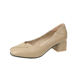 Nude Chunky Heel Casual Mary Jane Shoes
