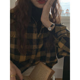 Beth Dutton Outfits Retro Plaid Shirt Women's Loose Casual Bandage Dress Long Sleeve Jacket