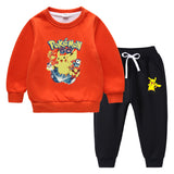 Children Pokemon Pikachu Hoodie & Pant Set Fleece Lined Padded Warm Keeping Sweatshirt Set
