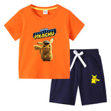 Children Pokemon Pikachu Tshirts & Shorts Cotton Short Sleeve Shorts Suit Two Neutral