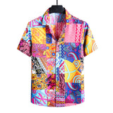 Men's Shirts Summer Men's Oversized Printed Short Sleeves Shirt