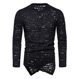 Transparent Shirt for Men Punk V-neck Long Sleeve Bottoming T-shirt