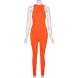 Summer Women's Sexy Sleeveless High Waist Breathable Hip Raise Skinny Sports Casual Jumpsuit