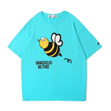 Men's T Shirt Summer Casual Tops Cartoon Rice Pink Printed Short Sleeve T-shirt Men's round Neck Half Sleeve Trendy Loose Half Sleeve T-shirt