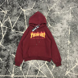 Thrasher T Shirt Loose Printed Elegant Flame Burning Sweater Fleece-Lined Couple Style