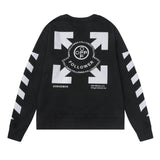 Off White Sweatshirts Long Sleeve round Neck Sweater Autumn and Winter Reflective Lettering Arrow round Neck Sweater