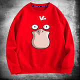 Men and Women Pokemon Pikachu Hoodie Pokémon Psyduck Crew Neck Pullover Sweatshirt