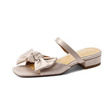 Nude Block Heel Sandals Low Heel Flip-Flops